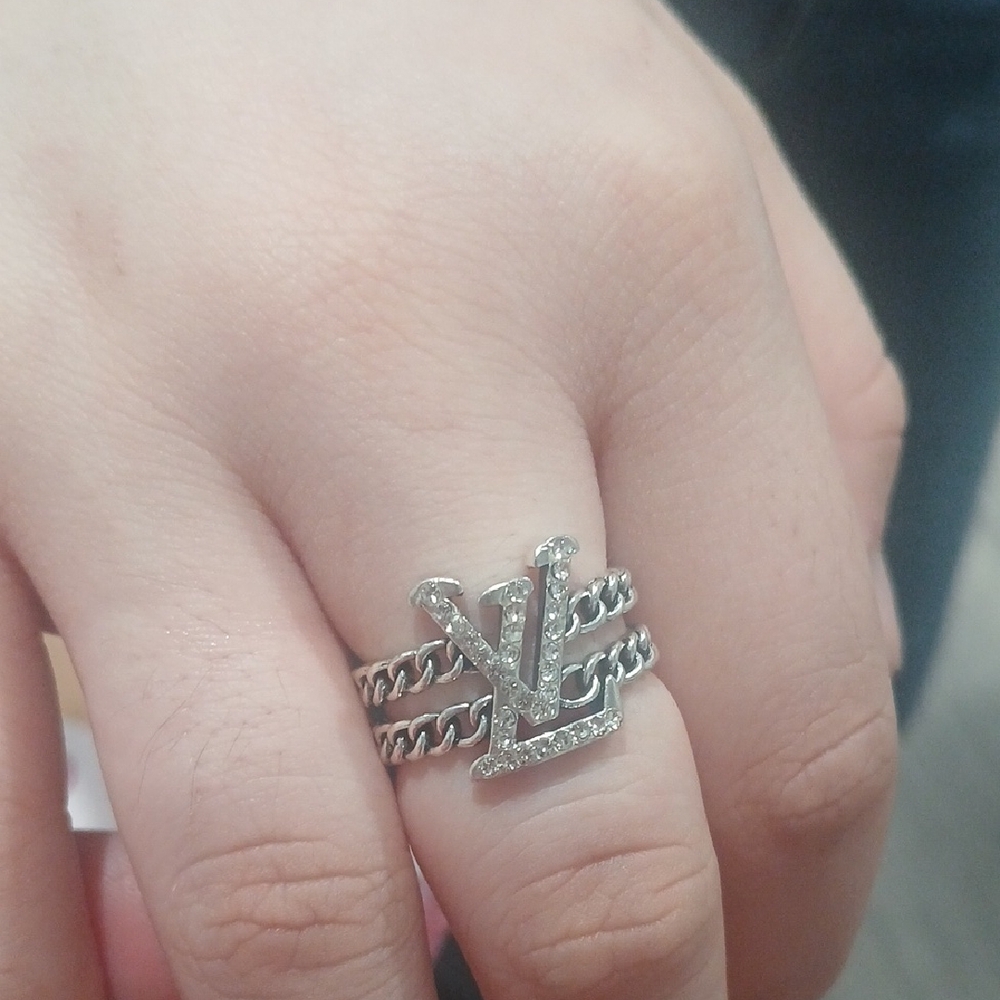 Silver Chain Ring with Logo. Can Go To Any Size.
